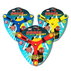 30 X WICKED SONIC BOOMA | THE SPORTS BOOMERANG THAT WHISTLES AND SCREAMS AS IT FLIES (RANDOM (BLUE/RED/YELLOW)) - TOTAL RRP £325: LOCATION - B RACK