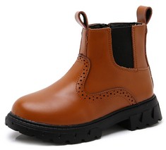 QUANTITY OF KIDS SHOES TO INCLUDE DADAWEN BOY'S GIRL'S SIDE ZIPPER ANKLE CHELSEA BOOTS BROWN 4 UK CHILD: LOCATION - C RACK