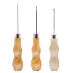 QUANTITY OF ASSORTED ITEMS TO INCLUDE 3 PACK AWL, GOURD SHAPE AWL TAILORS AWL WOOD HANDLE SCRATCH AWL SEWING AWL TOOL FOR LEATHER: LOCATION - C RACK