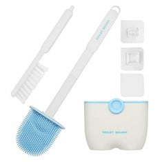 26 X SILICONE TOILET BRUSHES AND BATHROOM CLEANING BRUSH WITH HOLDER SETS,NO-SLIP LONG PLASTIC HANDLE AND SOFT FLEXIBLE BRISTLES, TOILET BRUSH WITH QUICK DRYING DETACHABLE HOLDER SET - TOTAL RRP £181