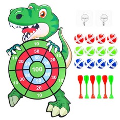 34 X KIDS DART BOARD TOY, DINOSAUR DART BOARD GAMES SET WITH 12 STICKY BALLS AND 6 DARTS FOR GIRLS BOYS AGED 3-9 PARTY THROWING GAMES BIRTHDAY - TOTAL RRP £226: LOCATION - A RACK