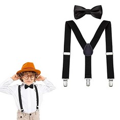 QUANTITY OF KIDS SUSPENDER BOW TIE SETS, SUSPENDER BOW TIE SET, Y SHAPE ADJUSTABLE SUSPENDERS, ADJUSTABLE BOW TIE AND SUSPENDERS SET FOR BOYS AND GIRLS - TOTAL RRP £292: LOCATION - F