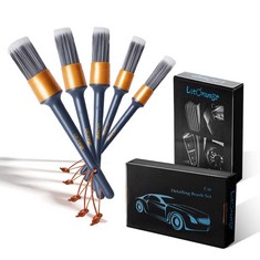 QUANTITY OF ASSORTED ITEMS TO INCLUDE LITORANGE CAR DETAILING BRUSH SET, 5 PCS DIFFERENT PET & PPT MIXED ?FIBER PLASTIC HANDLE AUTOMOTIVE DETAIL BRUSHES FOR CLEANING INTERIOR, EXTERIOR, WHEELS, RIMS