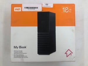 WESTERN DIGITAL 18TB MY BOOK HDD, EXTERNAL USB, DESKTOP STORAGE, MODEL NO WDBBGB0180HBK-NB [JPTE59598]: LOCATION - BLACK RACK