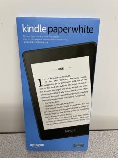 KINDLE PAPERWHITE TABLET WITH WIFI IN BLACK: MODEL NO G0016Q310620444 (BOXED WITH MANUFACTURE ACCESSORIES). (SEALED UNIT). [JPTB3824]