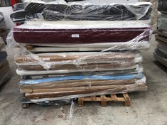 PALLET OF ASSORTED FURNITURE INCLUDING 3 MATTRESSES OF DIFFERENT MODELS AND SIZES (MAY BE BROKEN, INCOMPLETE OR DIRTY).