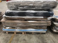 PALLET OF ASSORTED FURNITURE INCLUDING 3 MATTRESSES (MAY BE BROKEN OR INCOMPLETE).