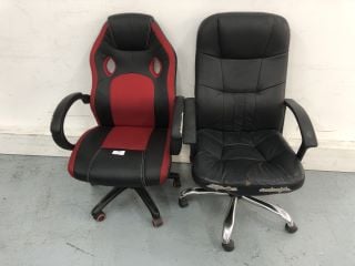 2 X ITEMS TO INCLUDE BLACK OFFICE CHAIR AND RED/BLACK GAMING STYLE CHAIR
