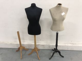 2 X FEMALE DRESSMAKERS MANNEQUIN AND STAND AND SPARE STAND