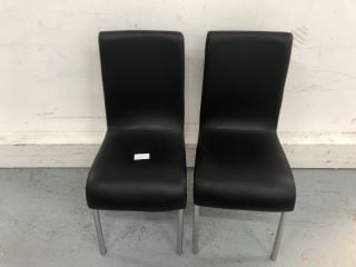 2 X BLACK FAUX LEATHER DINING CHAIRS