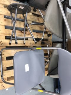 PALLET OF ASSORTEDS GOODS TO INCLUDE GREY FOLDING CHAIR AND GREY FOLDING STOOL AND 2 X CHAIRS ON WHEELS