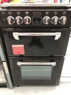 STOVES 55CM DUAL FUEL DOUBLE OVEN FREESTANDING COOKER IN BLACK