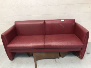 2 SEATER BURGUNDY SOFA, APPROX RRP£200