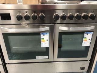 JOHN LEWIS 100CM DUAL FUEL DOUBLE OVEN FREESTANDING COOKER IN SILVER