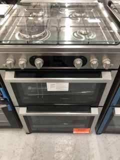 HOTPOINT 60CM DUAL FUEL DOUBLE OVEN FREESTANDING COOKER IN SILVER/BLACK