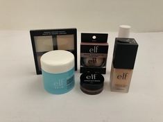 6 X ELF BEAUTY PRODUCTS TO INCLUDE FLAWLESS SATIN FOUNDATION MEDIUM COVERAGE SAND 300 TO INCLUDE ELF LUMINOUS PUTTY BRONZER