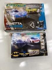 2 X ASSORTED SCALEXTRICS SETS TO INCLUDE BATMAN & GINETTA RACERS (DELIVERY ONLY)