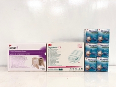 9 X BOXES OF ASSORTED MEDICAL ITEMS TO INCLUDE 3M COBAN 2 2 LAYER COMPRESSION SYSTEM (DELIVERY ONLY)
