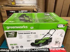 GREENWORKS 41CM BATTERY POWERED LAWN MOWER - MODEL NO. G24X2LM41 - RRP £350 (COLLECTION OR OPTIONAL DELIVERY)