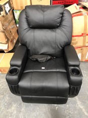 BLACK FAUX LEATHER MANUAL RECLINER ARMCHAIR (COLLECTION OR OPTIONAL DELIVERY)