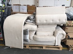 1 SEATER, CORNER, 2 SEATER SOFA IN CREAM FABRIC WITH DECORATIVE CUSHIONS (COLLECTION OR OPTIONAL DELIVERY) (KERBSIDE PALLET DELIVERY)