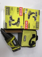 4 X ASSORTED RYOBI TOOLS TO INCLUDE 18V PERCUSSION DRILL - MODEL NO R18PD31-215S (COLLECTION OR OPTIONAL DELIVERY)