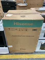 HISENSE DOUBLE ELECTRIC OVEN IN WHITE WITH CERAMIC HOB - MODEL NO. HDE3211BWUK - RRP £379 (COLLECTION OR OPTIONAL DELIVERY)