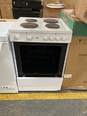 SINGLE OVEN IN WHITE WITH 4 BURNER HOB (MISSING OVEN DOOR) (COLLECTION OR OPTIONAL DELIVERY)