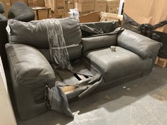 3 SEATER DARK GREY LEATHER SOFA (MISSING CUSHIONS) (COLLECTION OR OPTIONAL DELIVERY)