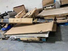PALLET OF ASSORTED FURNITURE / PARTS TO INCLUDE SATURN COMPUTER DESK IN BLACK (BOX 2/2 PART ONLY) (COLLECTION OR OPTIONAL DELIVERY) (KERBSIDE PALLET DELIVERY)