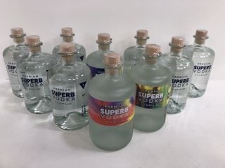 10 X ASSORTED SUPERB VODKA TO INCLUDE RASPBERRY AND CLASSIC (PLEASE NOTE: 18+YEARS ONLY. STRICTLY NO COURIER REQUESTS. COLLECTIONS FROM BA SALEROOM FROM MONDAY 3RD - FRIDAY 7TH JUNE 2024 ONLY)