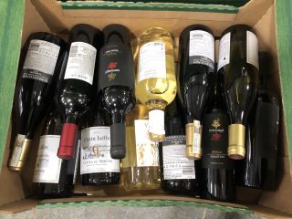 12 X ASSORTED BOTTLES OF WINE TO INCLUDE ANDEAN, VESEVO, MESSAPI AND BARBERA D'ASTI  (PLEASE NOTE: 18+YEARS ONLY. STRICTLY NO COURIER REQUESTS. COLLECTIONS FROM BA SALEROOM FROM MONDAY 3RD - FRIDAY 7
