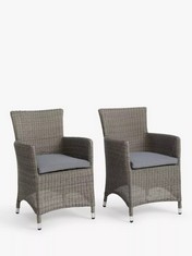 JOHN LEWIS DANTE PAIR OF DINING CHAIRS GREY RATTAN RRP- £419 (COLLECTION OR OPTIONAL DELIVERY)