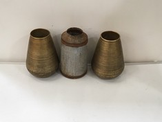 3 X ASSORTED NKUKU ITEMS TO INCLUDE BATNAN WIDE VASE - ANTIQUE BRASS - SMALL - BV1301 - RRP £40 (COLLECTION OR OPTIONAL DELIVERY)