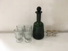 4 X ASSORTED NKUKU ITEMS TO INCLUDE MILA DECANTER - DARK EMERALD - 28 X 12CM (DIA) - MD0801 - RRP £50 (COLLECTION OR OPTIONAL DELIVERY)