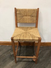 LOHANDA ACACIA & MUNJA GRASS COUNTER CHAIR - NATURAL - ONE SIZE - (LS2101) - RRP £350 (COLLECTION OR OPTIONAL DELIVERY)