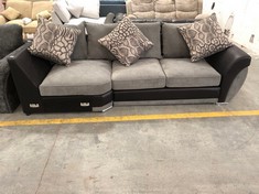 HILTON CORNER SOFA PART IN BLACK FAUX LEATHER & CHARCOAL FABRIC (COLLECTION OR OPTIONAL DELIVERY)