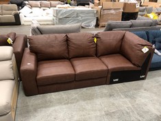 BROWN FAUX LEATHER 3 SEAT CORNER SOFA PART (COLLECTION OR OPTIONAL DELIVERY)