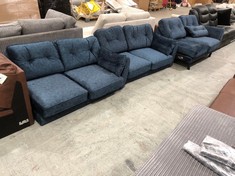 3 X DARK TEAL FABRIC CORNER SOFA PARTS (COLLECTION OR OPTIONAL DELIVERY) (KERBSIDE PALLET DELIVERY)