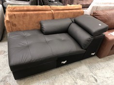 BLACK FAUX LEATHER CORNER CHAISE SOFA (COLLECTION OR OPTIONAL DELIVERY)
