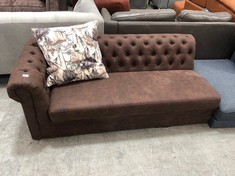 CHESTER RIGHT HAND CORNER CHAISE SOFA PART IN CHOCOLATE WITH LARGE FLORAL CUSHION (COLLECTION OR OPTIONAL DELIVERY)