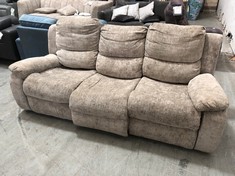 BEIGE MIX FABRIC 3 SEATER MANUAL RECLINER SOFA (COLLECTION OR OPTIONAL DELIVERY)