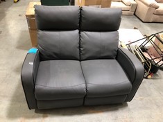2 SEATER MANUAL RECLINER SOFA IN FAUX DARK GREY LEATHER (COLLECTION OR OPTIONAL DELIVERY)