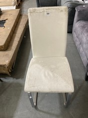 CREAM FAUX LEATHER DINING CHAIR WITH CHROME LEGS (COLLECTION OR OPTIONAL DELIVERY)