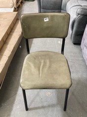 GREEN FAUX LEATHER DINING CHAIR WITH BLACK METAL LEGS (COLLECTION OR OPTIONAL DELIVERY)