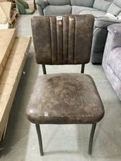 BROWN FAUX LEATHER DINING CHAIR WITH BLACK METAL LEGS (COLLECTION OR OPTIONAL DELIVERY)