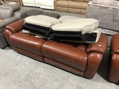 LA-Z-BOY WINCHESTER VINTAGE TAN FAUX LEATHER 2 SEATER SOFA PART (NO BACK) TO INCLUDE 2 X LIGHT GREY FAUX LEATHER BACKS (COLLECTION OR OPTIONAL DELIVERY)