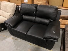 BLACK FAUX LEATHER 2 SEATER SOFA (COLLECTION OR OPTIONAL DELIVERY)