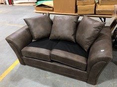 DURY LEATHER LOOK 2 SEATER SOFA IN CHOCOLATE RRP- £499 (COLLECTION OR OPTIONAL DELIVERY)