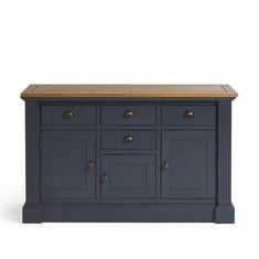 HIGHGATE RUSTIC OAK AND BLUE PAINTED HARDWOOD LARGE SIDEBOARD RRP- £549.99 (COLLECTION OR OPTIONAL DELIVERY)